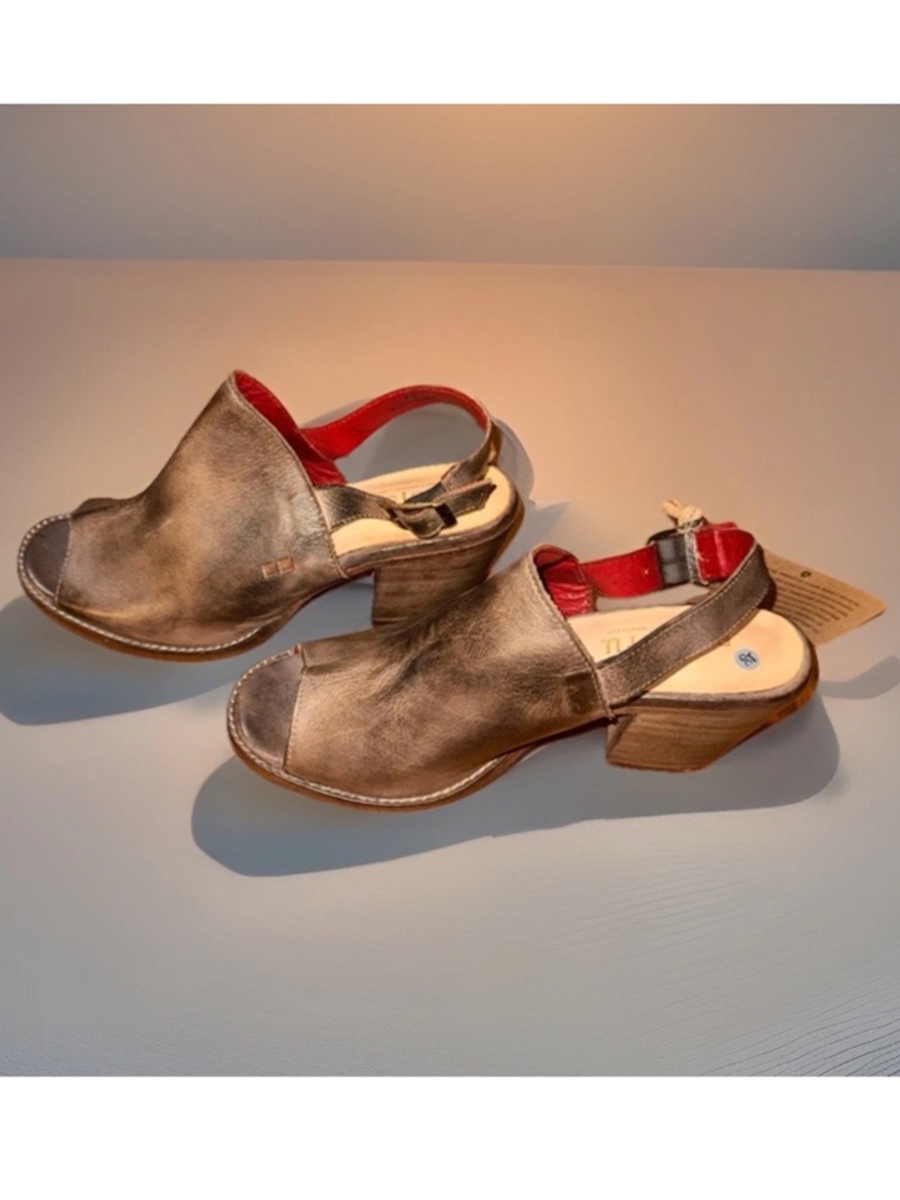 NWT Bed Stu Sierra Women's 8 Distressed Leather Slingback Block Heel Sandal - Picture 4 of 10